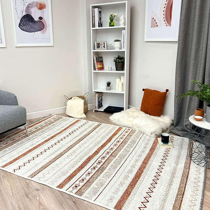 Alfa Rich 3x5 Beige Terracotta Washable Area Rugs for Living Room Bedroom Kitchen Cotton Runner