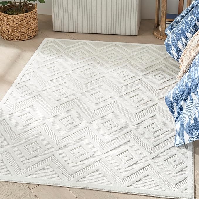 Nourison Home Versatile Ivory White 6' x 9' Area Rug - Easy Clean, Non Shedding, Bed Room, Living Room, Dining Room, Kitchen (6' x 9')