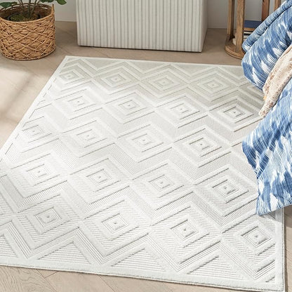 Nourison Home Versatile Ivory White 6' x 9' Area Rug - Easy Clean, Non Shedding, Bed Room, Living Room, Dining Room, Kitchen (6' x 9')