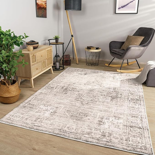 Paco Home Area Rug Modern Oriental Design in Vintage Look in Beige, Size: 2'8" x 4'11"