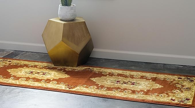 Unique Loom Versailles Collection Traditional Classic Floral Motif Area Rug (2' 7 x 10' 0 Runner, Terracotta/ Ivory)
