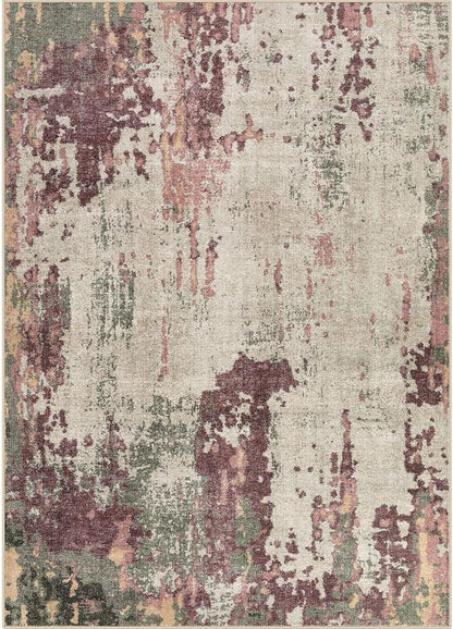 8x10 Area Rug Living Room Rugs - Washable Neutral Modern Abstract Soft Thin Rug Indoor Floor No Slip Rug Carpet for Bedroom Under Dining Table Home Office Decor - Purple/Green/Beige