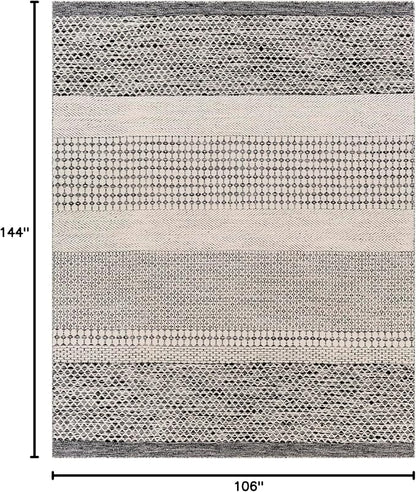 Mark&Day Wool Rugs, 9x12 Tervoort Global Black Area Rug, Blue Beige Carpet for Living Room, Bedroom or Kitchen (8'10" x 12')