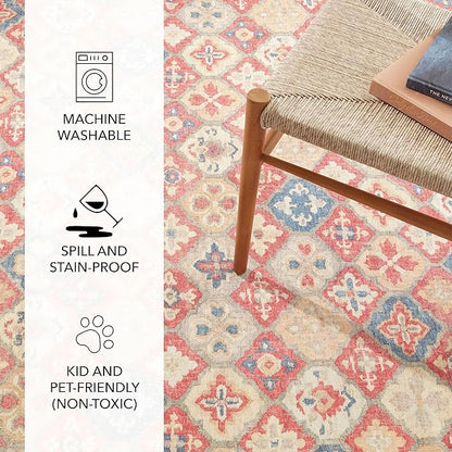 Dash and Albert Pali Machine Washable Area Rug - Runner - 2.5' x 8' Multicolor - Geometric Accent Rug - Anti-Slip Backing, Lightweight, Machine Washable, High Traffic Areas Kitchen, Mudroom, Entryway