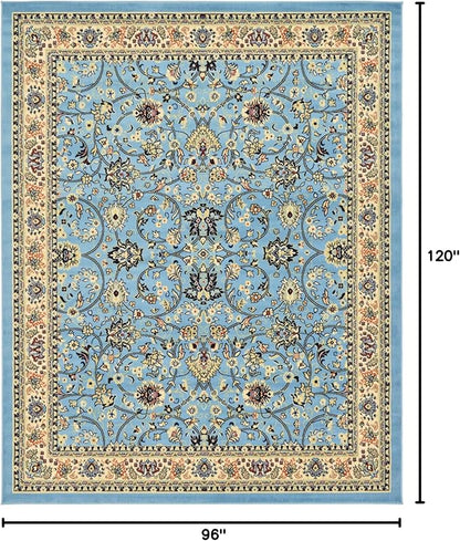 Rugs.com Yasmin Collection Rug – 8' x 10' Light Blue Medium Rug Perfect for Living Rooms, Large Dining Rooms, Open Floorplans