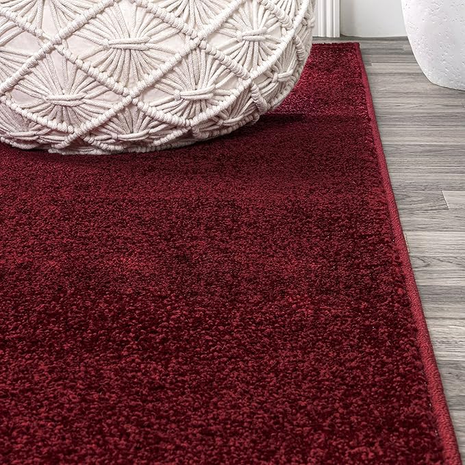 Eyely UES100Q-9SQ Supersoft Haze Solid Low-Pile Indoor Area Rug, Coastal, Bohemian, Minimalist, Classic, Casual for Bedroom,Kitchen,Living Room,Non Shedding,Easy-Washing, Red, 9' Square