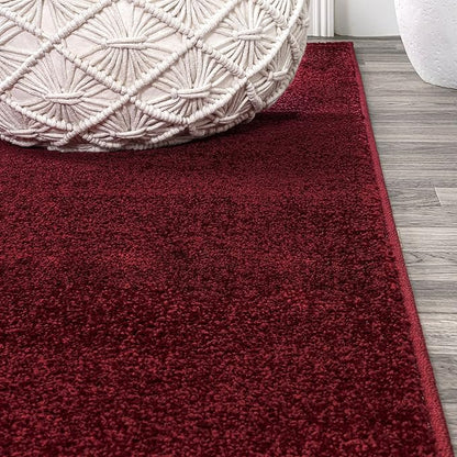 JONATHAN Y Haze Solid Low-Pile Dark Red Runner Rug 2x10, Coastal,Bohemian,Minimalist,Classic, Easy-Cleaning for Living Room,Bedroom,Kitchen,Pet Friendly,Non-Shedding (SEU100Q-210)