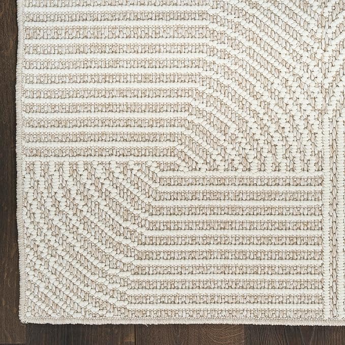 Nourison Home Textured Home Beige Ivory 2'2" x 3'9" Area Rug - Easy Clean, Non Shedding, Bed Room, Living Room, Dining Room, Kitchen (2' x 4')
