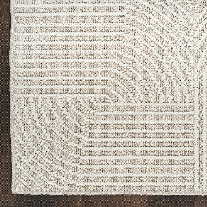 Nourison Home Textured Home Beige Ivory 2'3" x 7'6" Area Rug - Easy Clean, Non Shedding, Bed Room, Living Room, Dining Room, Kitchen (8' Runner)