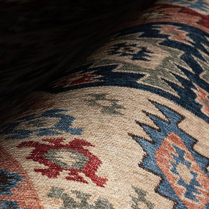 Dash & Albert Balsam Kilim Multi Machine Washable Rug, 7.5 X 9.5 Feet, Red Geometric Pattern