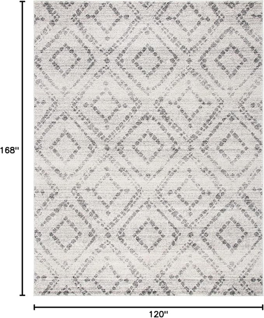 SAFAVIEH Adirondack Collection Area Rug - 10' x 14', Light Grey & Grey, Modern Diamond Distressed Design, Non-Shedding & Easy Care, Ideal for High Traffic Areas in Living Room, Bedroom (ADR131C)