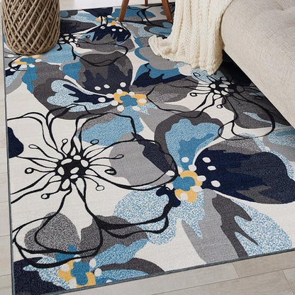 Rugshop Gray Large Floral Non-Slip Area Rug Fade Resistant for Bedroom, Entryway and Home Office, 3'3" x 5'