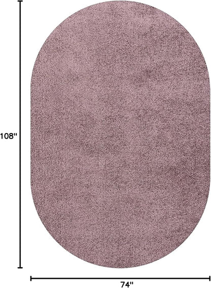 Eyely UES100R-6OV Supersoft Haze Solid Low-Pile Indoor Area Rug, Coastal, Bohemian, Minimalist, Classic, Casual for Bedroom,Kitchen,Living Room,Non Shedding,Easy-Washing, Purple, 6 X 9 Oval