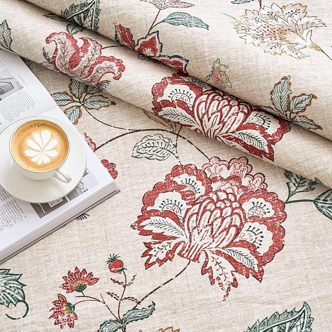 jinchan Elora 2x5 Floral Runner Rug for Hallway Washable Kitchen Runner Vintage Romance Design Non Slip Thin Indoor Floor Cover Low-Profile Throw Carpet for Entryway Bathroom Bedroom Porch, Red/Beige