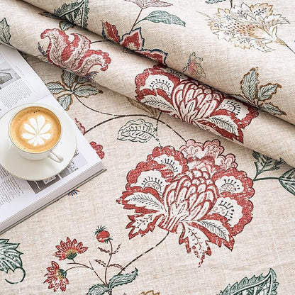 jinchan Elora 2x5 Floral Runner Rug for Hallway Washable Kitchen Runner Vintage Romance Design Non Slip Thin Indoor Floor Cover Low-Profile Throw Carpet for Entryway Bathroom Bedroom Porch, Red/Beige