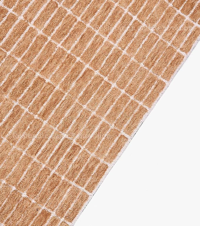 Hand-Tufted 100% Wool Area Rug – Unique Modern Geometric Grid Pattern, Soft Plush Textured Carpet for Living Room, Bedroom, Dining Room & Entryway (Gold, 5' x 8')