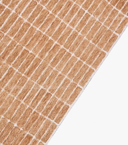 Hand-Tufted 100% Wool Area Rug – Unique Modern Geometric Grid Pattern, Soft Plush Textured Carpet for Living Room, Bedroom, Dining Room & Entryway (Gold, 5' x 8')
