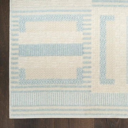 Nourison Home Nordic Ivory Blue 5' x 7' Area Rug - Easy Clean, Non Shedding, Bed Room, Living Room, Dining Room, Kitchen (5' x 7')