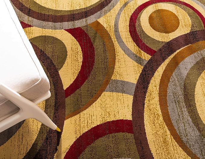 Unique Loom Barista Collection Area Rug - Kona (4' 1" Round, Beige/ Black)