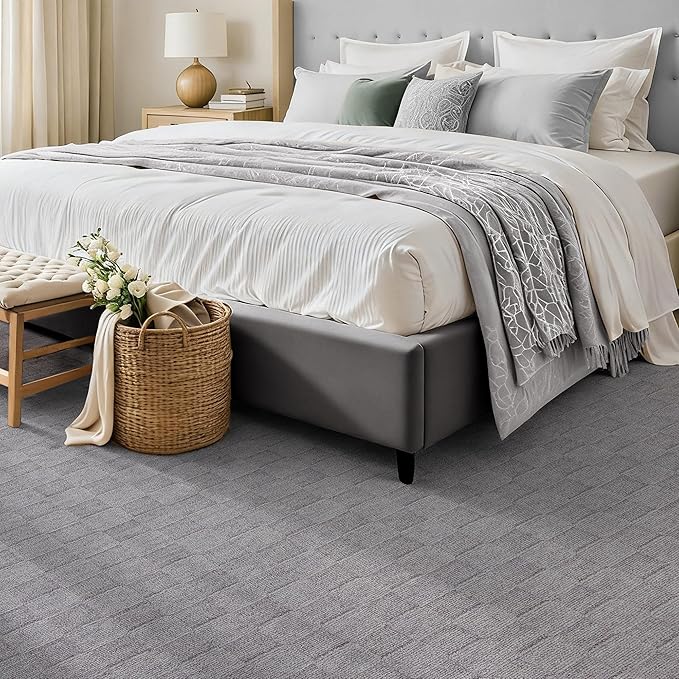 ANSSO Wool Rugs 8x10 for Living Room,80% Merino Wool and 20% Cotton Soft Tufted Area Rug with Cotton Non-Slip Backing,Large Area Rug for Bedroom Bedroom, Dining and Home Office (Deep Gray)