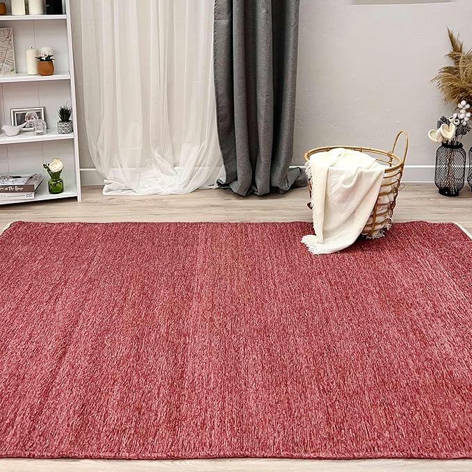 Alfa Rich 5x8 Dark Pink Washable Area Rugs for Living Room Bedroom Kitchen Girls Cotton Decor Rug