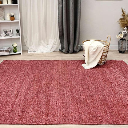 Alfa Rich 5x8 Dark Pink Washable Area Rugs for Living Room Bedroom Kitchen Girls Cotton Decor Rug