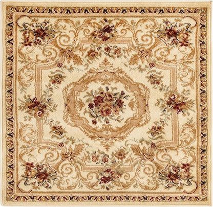 Rugs.com Chateau Collection Rug – 8' x 11' Cream Medium Rug Perfect for Living Rooms, Kitchens, Entryways