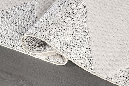 Modern Micro Loop Indoor Runner Rugs for Living Room Bedroom Kitchen Geometric Triangle White 2x7 Luxury Durable Low and High Pile Non-Shedding Stain Resistant Soft Area Carpet 2 x 7