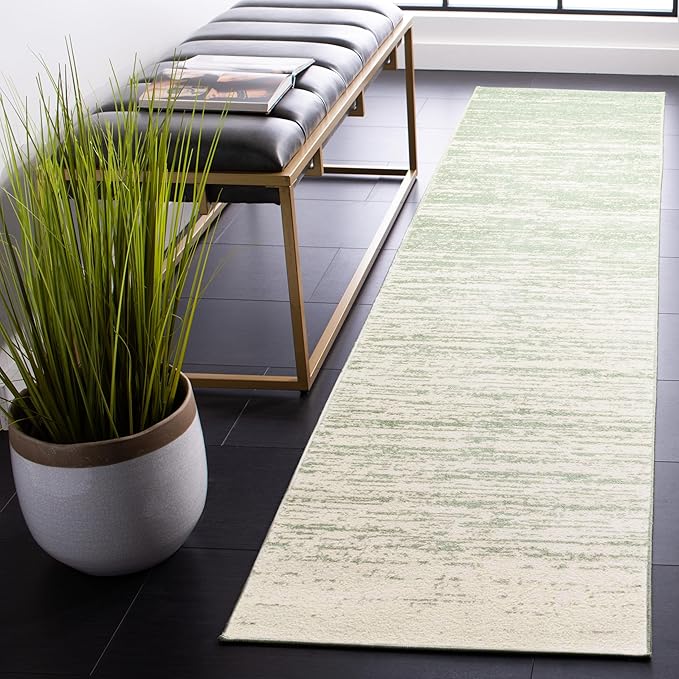 SAFAVIEH Adirondack Collection Runner Rug - 2'6" x 14' Runner, Sage & Ivory, Modern Ombre Design, Non Shedding & Easy to Clean, Ideal for Hallway, Foyer, Kitchen, Entryway, Bedroom (ADR113X)
