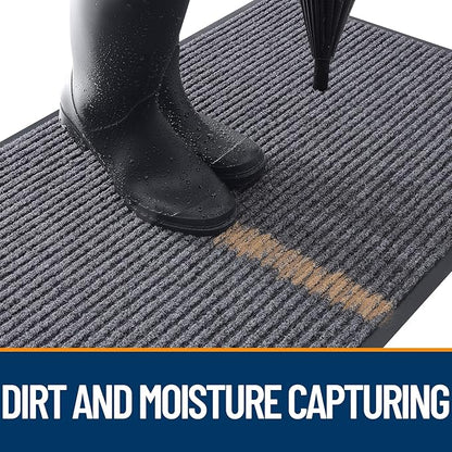 OLANLY Front Door Mat Indoor Outdoor Entrance, Waterproof Heavy Duty Doormat, Fade Resistant, Low Profile, Easy Clean Patio Porch Welcome Floor Mats for Entry, 59x35, Grey
