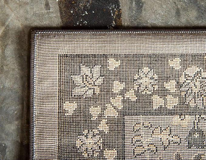 Unique Loom Espahan Collection Area Rug - Cape Cod (6' 1" x 9' Rectangle, Dark Gray/ Black)