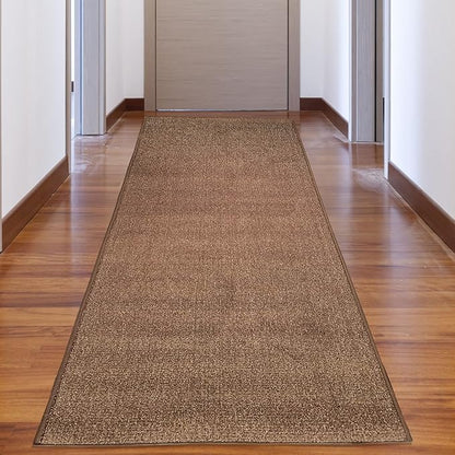 Custom Made Runner Rug Low Pile with Rubber Backing for Kitchen Foyer Hallway Entry Choose Your Length Size 31 Inch Wide Solid and Plain Brown Color (10 feet x 31 Inch)