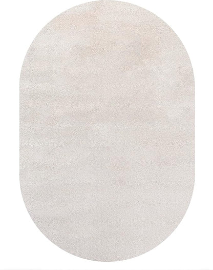 Eyely UES100D-5OV Supersoft Haze Solid Low-Pile Indoor Area Rug, Coastal, Bohemian, Minimalist, Classic, Casual for Bedroom,Kitchen,Living Room,Non Shedding,Easy-Washing, Ivory, 5 X 8 Oval