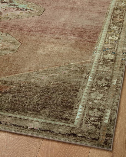 Loloi Magnolia Home by Joanna Gaines Sinclair Collection SIN-06 Clay/Tobacco 2'-3" x 3'-9", .25" Pile Height, Machine Washable, Accent Rug