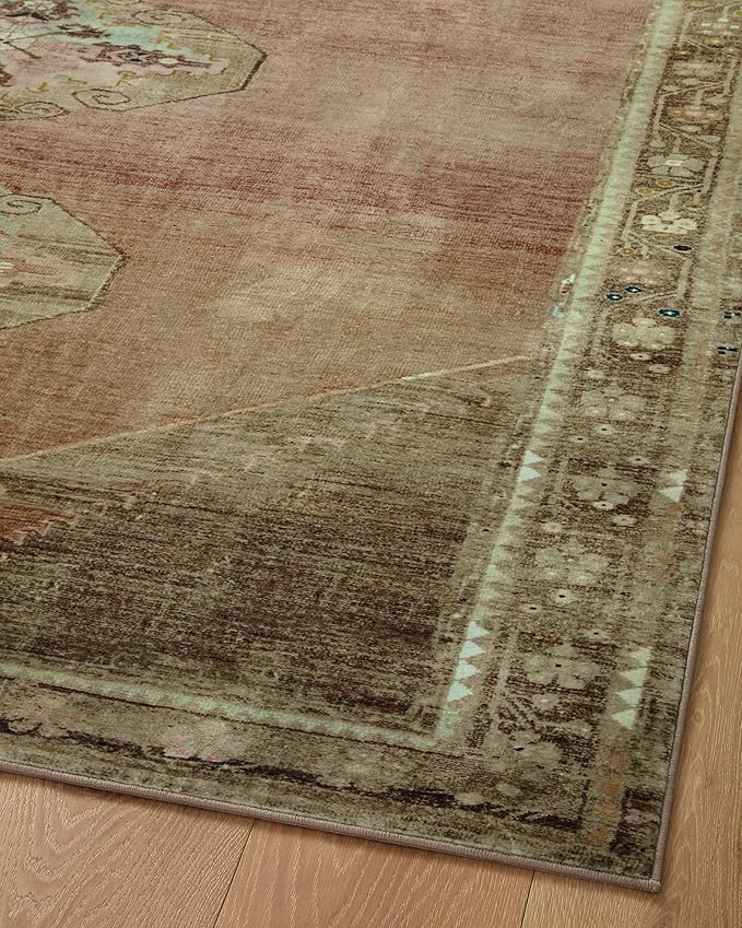 Loloi Magnolia Home by Joanna Gaines Sinclair Collection SIN-06 Clay/Tobacco 2'-3" x 7'-6", .25" Pile Height, Machine Washable, Runner Rug