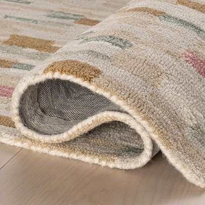 Dash & Albert Ashmore Multi Hand Micro Hooked Wool Rug, 7.5 X 9.5 Feet, Multicolored Geometric Pattern