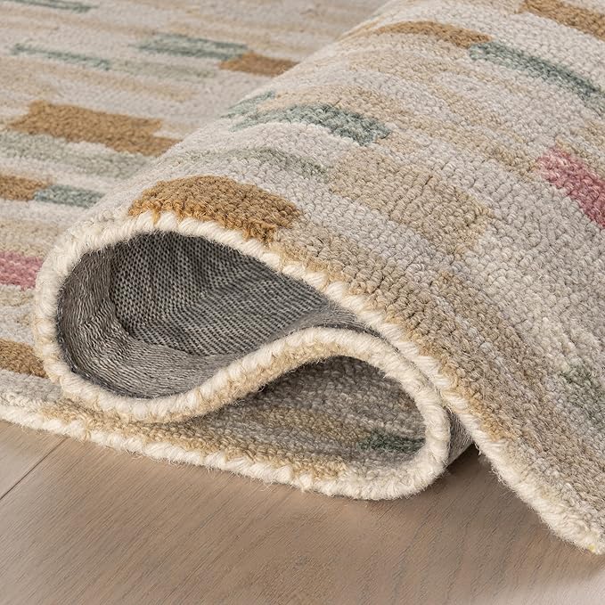 Dash & Albert Ashmore Multi Hand Micro Hooked Wool Rug, 3 X 5 Feet, Multicolored Geometric Pattern