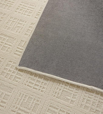 jxgzyy Beige Area Rug, 0.36'' Thick Low Pile Textured Rug, Modern Aesthetic Solid Carpet for High Traffic Area, Stain-Resistant Kitchen Rug with Non-Slip Backing, 5x7