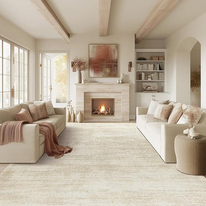 8x10 Area Rugs for Living Room,Washable Tan Beige Neutral Abstract Modern Farmhouse Boho Rugs for Bedroom