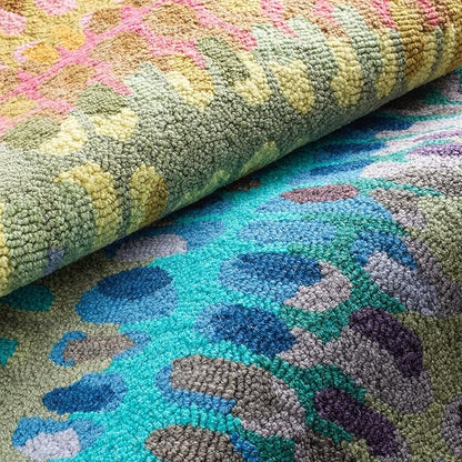 Dash and Albert Paint Chip Wool Area Rug - 5' x 8' Multicolor Graphic Hand Micro Hooked Accent Rug - Durable, High Traffic Areas Hallway, Living Room, Stairs