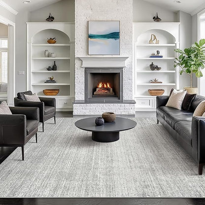 Valenrug Washable Rugs - Stain Resistant Area Rugs 9x12 Living Room, Non Slip Backing Printed Rugs for Bedroom, Folable Machine Washable Area Rug (Grey, 9'x12')