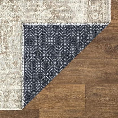 Bloom Rugs Washable Non-Slip 9' x 12' Rug - Beige/Gray Traditional Area Rug for Living Room, Bedroom, Dining Room, and Kitchen - Exact Size: 9' x 12'