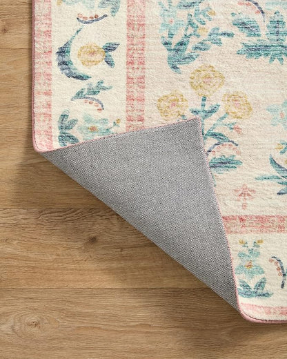 Loloi Rifle Paper Co. Eden Collection EDE-01 Mughal Rose Blush 2'-3" x 3'-9" Accent Rug feat. CloudPile™