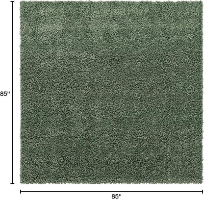 Unique Loom Davos Shag Collection Area Rug - Solid (7' 1" Square, Sage)