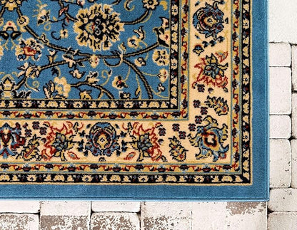 Unique Loom Sialk Hill Collection Area Rug - Washington (7' x 10' Rectangle Light Blue/Navy Blue)