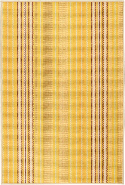 Dash & Albert Sunflower Ticking Machine Washable Rug, 6 X 9 Feet, Yellow Stripe Pattern
