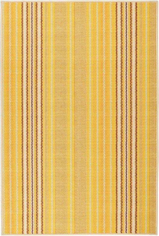 Dash & Albert Sunflower Ticking Machine Washable Rug, 6 X 9 Feet, Yellow Stripe Pattern