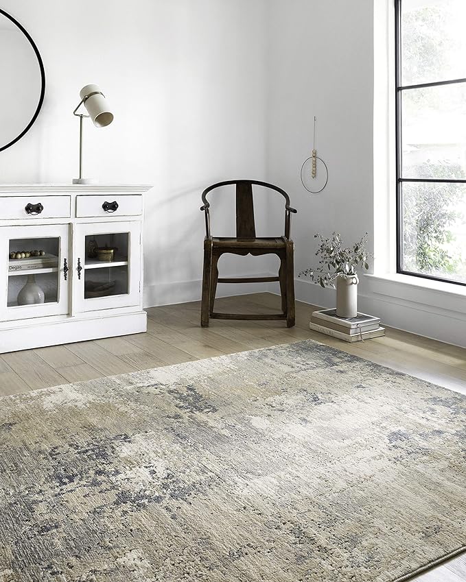 Loloi Teagan Collection TEA-06 Sand/Mist 2'-8" x 10'-6" Runner Rug, Large, Soft Neutral Rug, High-Traffic for Living Room, Bedroom, Home Office, Dining Area