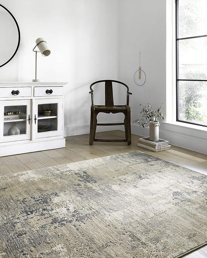 Loloi Teagan Collection TEA-06 Sand/Mist 2'-8" x 7'-6" Runner Rug, Large, Soft Neutral Rug, High-Traffic for Living Room, Bedroom, Home Office, Dining Area