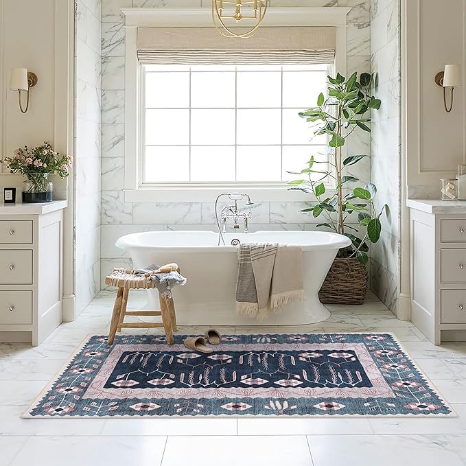 Washable Area Rug. Modern Farmhouse. Vintage. Turkish. Bohemian. Distressed. Oriental. Traditional. Rugs for Living Room. Dining. Bedroom. Office. Entryway. Foyer. (862CN, 9' x 12')